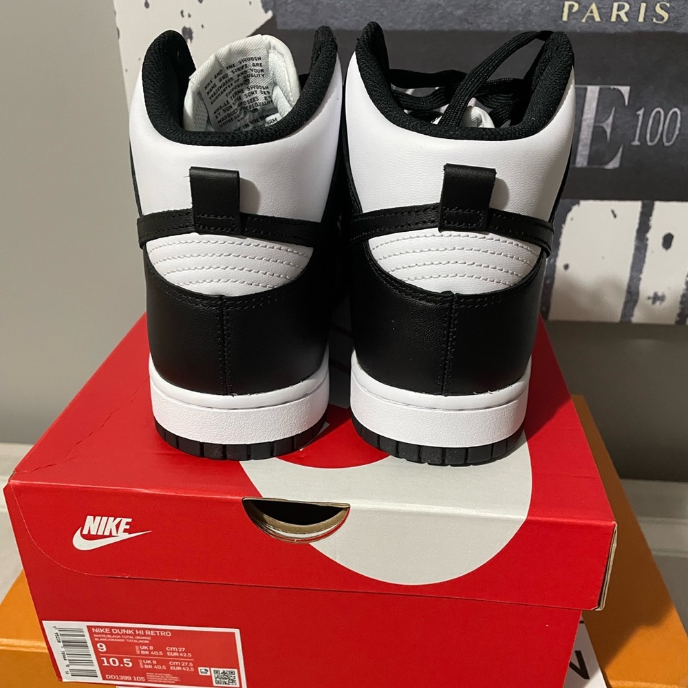💥 NWT Nike Dunk High Retro Black/White in Men’s 9/Women’s 10.5 - Picture 5 of 6